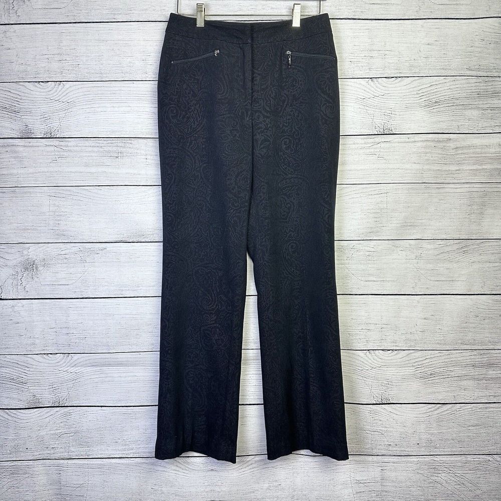 Etcetera Women's Corduroy Paisley Pants Black Size 4 Straight‎ Leg